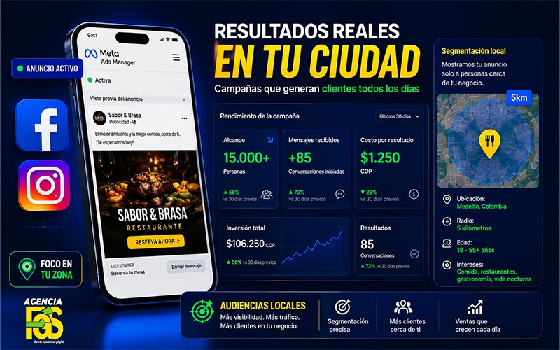 Resultados de Meta Ads con segmentación local para negocios en Colombia - Agencia FGS Creative